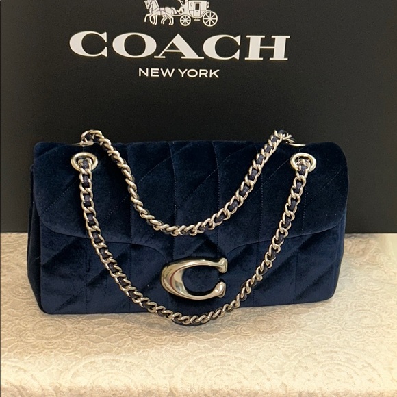 Coach Handbags - Gorgeous Coach Quilted Blue Velvet Tabby 26